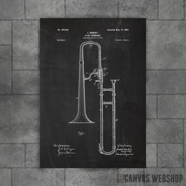 1901 Slide Trombone - Patent Drawing