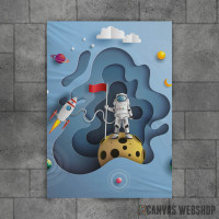 Astronaut Raises Flag