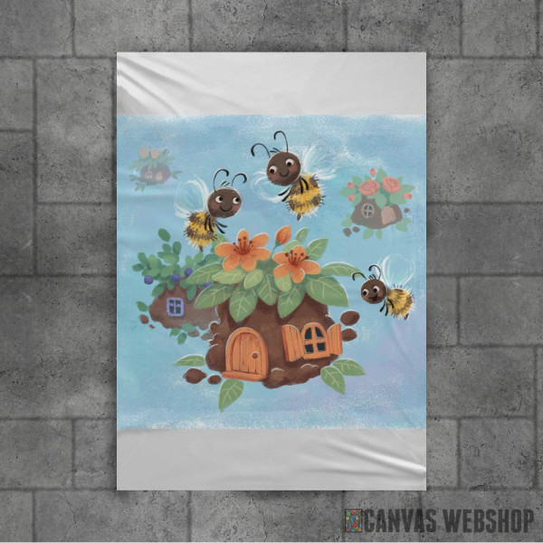 Bee house in cartoon style