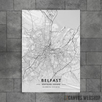 Belfast mapa - white