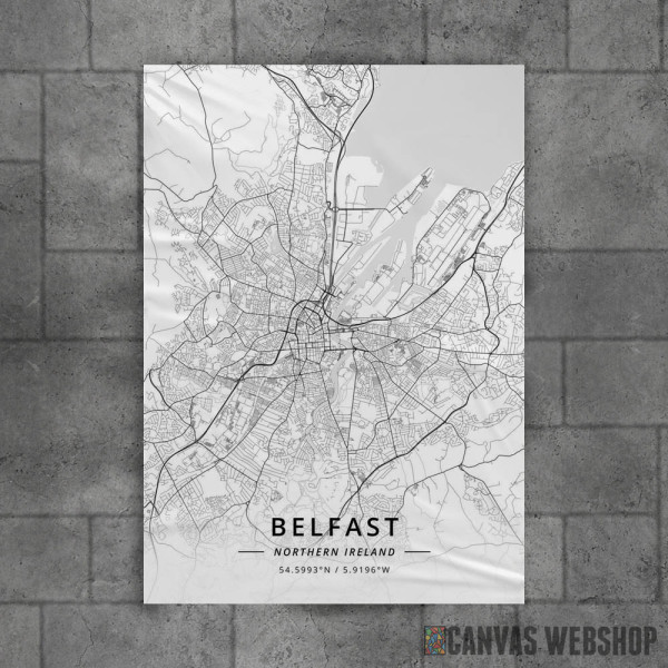Belfast mapa - white