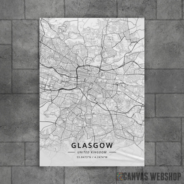 Glazgov mapa - white Glazgov mapa - white