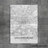 Johanesburg mapa - white Johanesburg mapa - white