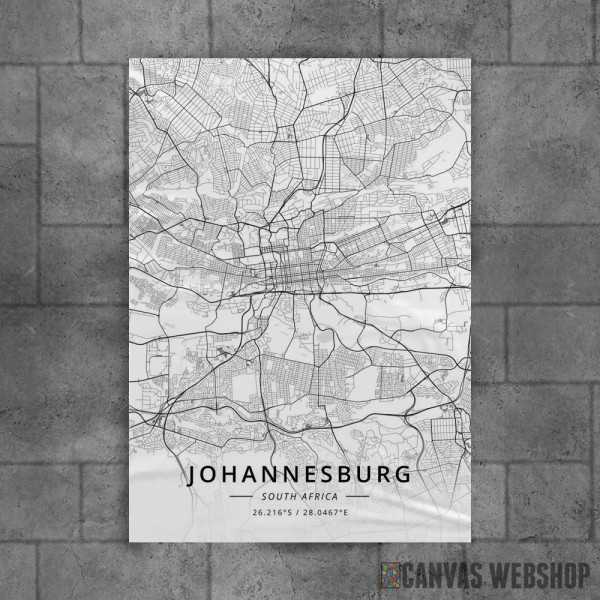 Johanesburg mapa - white Johanesburg mapa - white