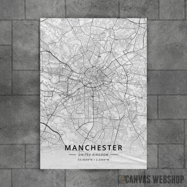 Mančester mapa - white