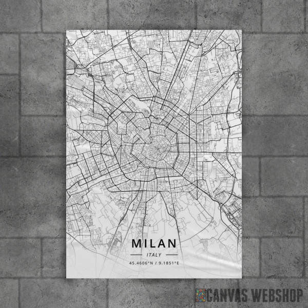 Milano mapa - white Milano mapa - white