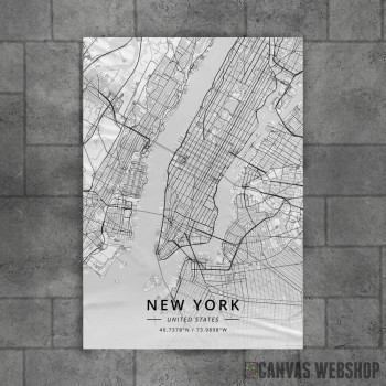 New York mapa - white
