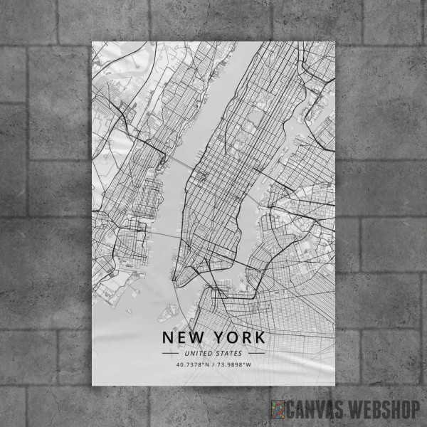 New York mapa - white