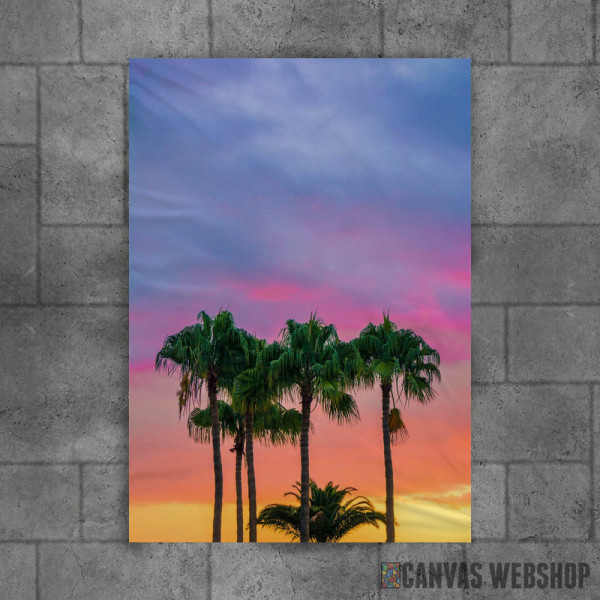 Palm Trees On Purple Sky