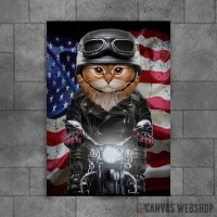 Patriot Cat on Motorcycle