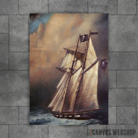 Pirate Schooner In Stormy