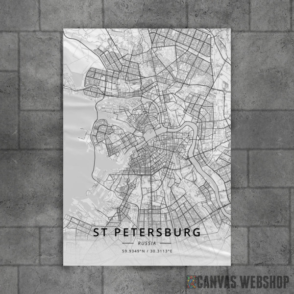 Sankt Petersburg mapa - white