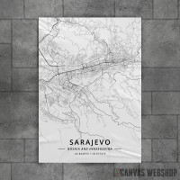 Sarajevo mapa - white