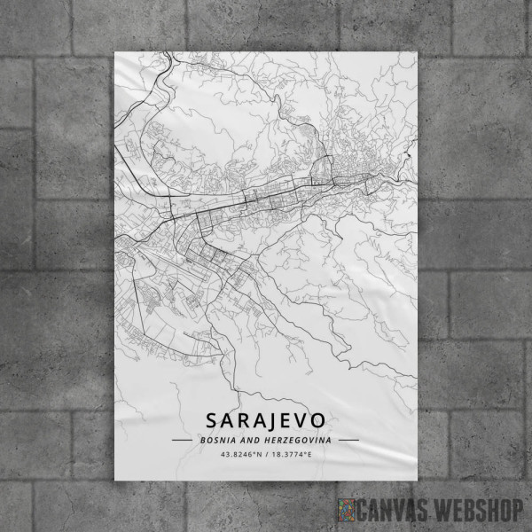 Sarajevo mapa - white