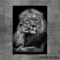 lion with baby lion