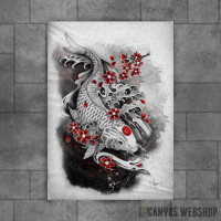 white koi and sakuras