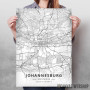 Johanesburg mapa - white Johanesburg mapa - white