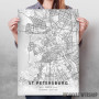 Sankt Petersburg mapa - white