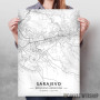 Sarajevo mapa - white