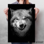 Wild angry black wolf face Wild angry black wolf face