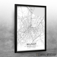 Belfast mapa - white