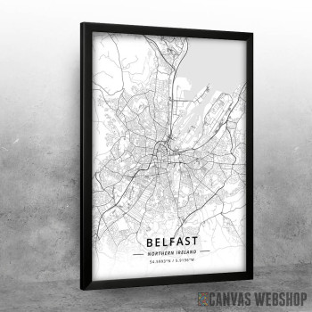 Belfast mapa - white Belfast mapa - white