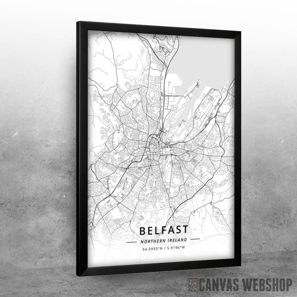 Belfast mapa - white Belfast mapa - white