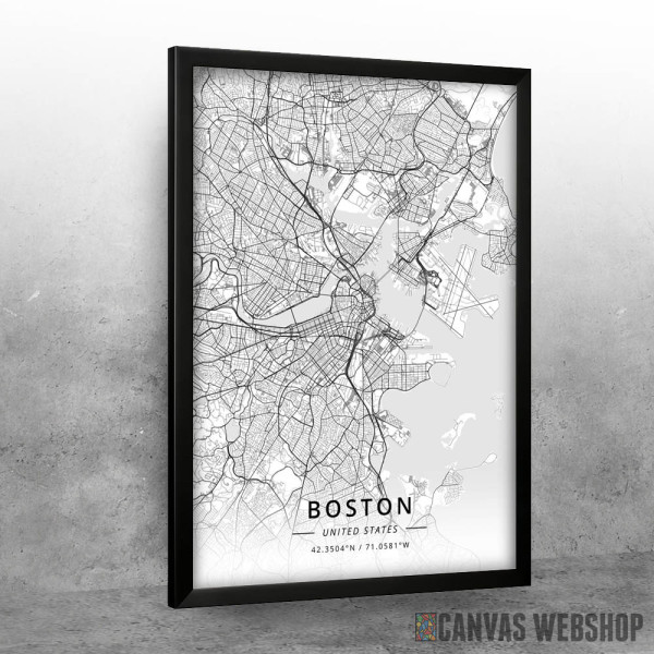 Boston mapa - white Boston mapa - white