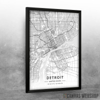 Detroit mapa - white