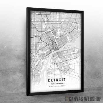 Detroit mapa - white Detroit mapa - white