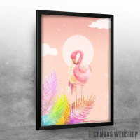 Flamingo Bird with leaves