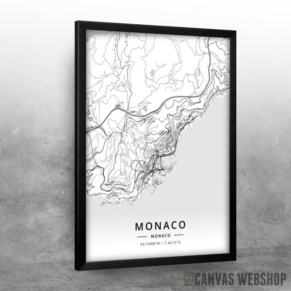 Monako mapa - white