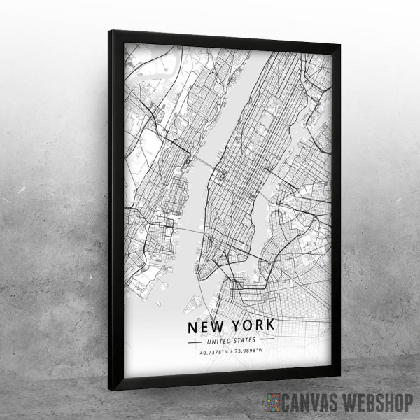 New York mapa - white