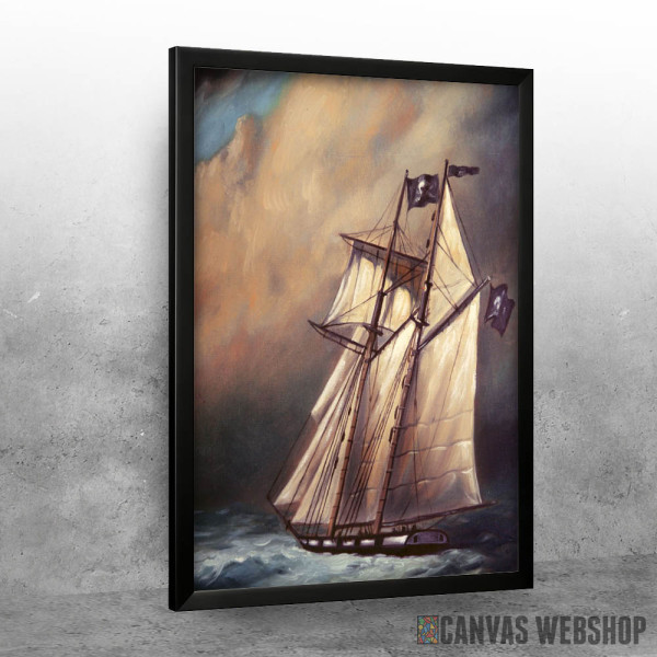 Pirate Schooner In Stormy