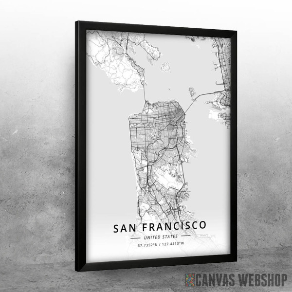 San Francisko mapa - white San Francisko mapa - white