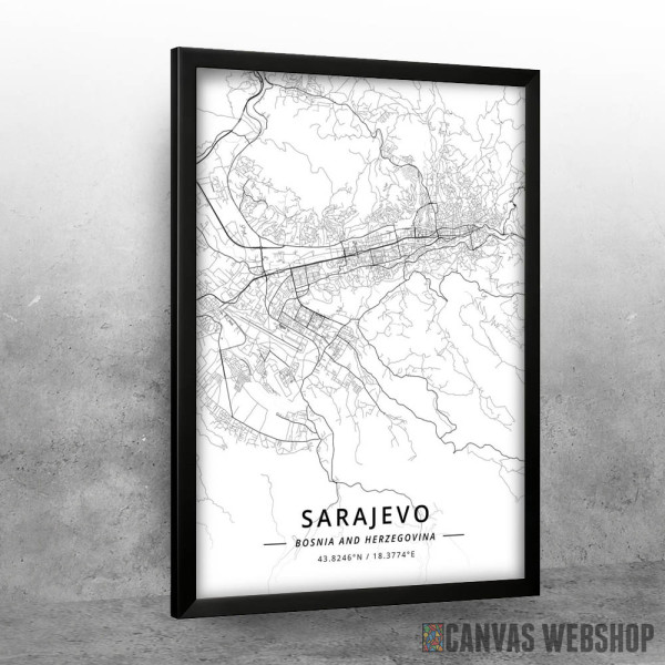 Sarajevo mapa - white Sarajevo mapa - white