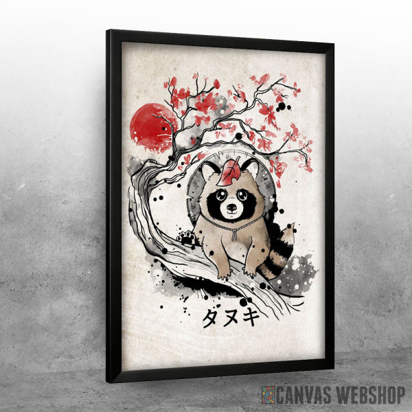 Tanuki red sun art Tanuki red sun art