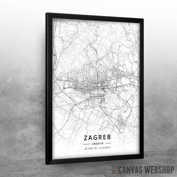 Zagreb mapa - white Zagreb mapa - white