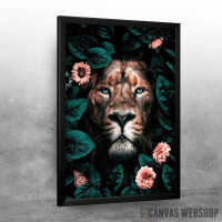 wild lion with flowers wild lion with flowers