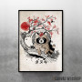 Tanuki red sun art Tanuki red sun art