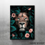 wild lion with flowers wild lion with flowers