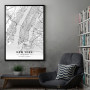 New York mapa - white