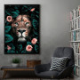 wild lion with flowers wild lion with flowers