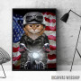 Patriot Cat on Motorcycle