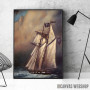 Pirate Schooner In Stormy