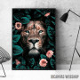wild lion with flowers wild lion with flowers