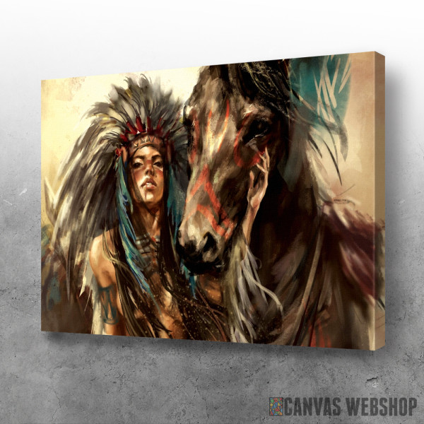 Slika Indian woman and horse