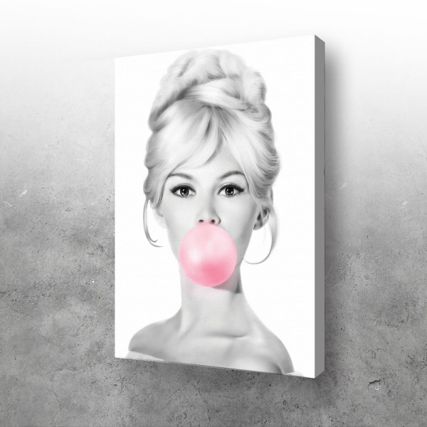 Brigitte Bardot with pink bubble gum
