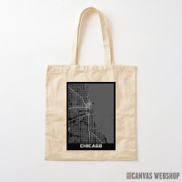 Ceger Čikago mapa - crno belo