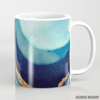 Šolja Apstrakcija - plava i zlatna